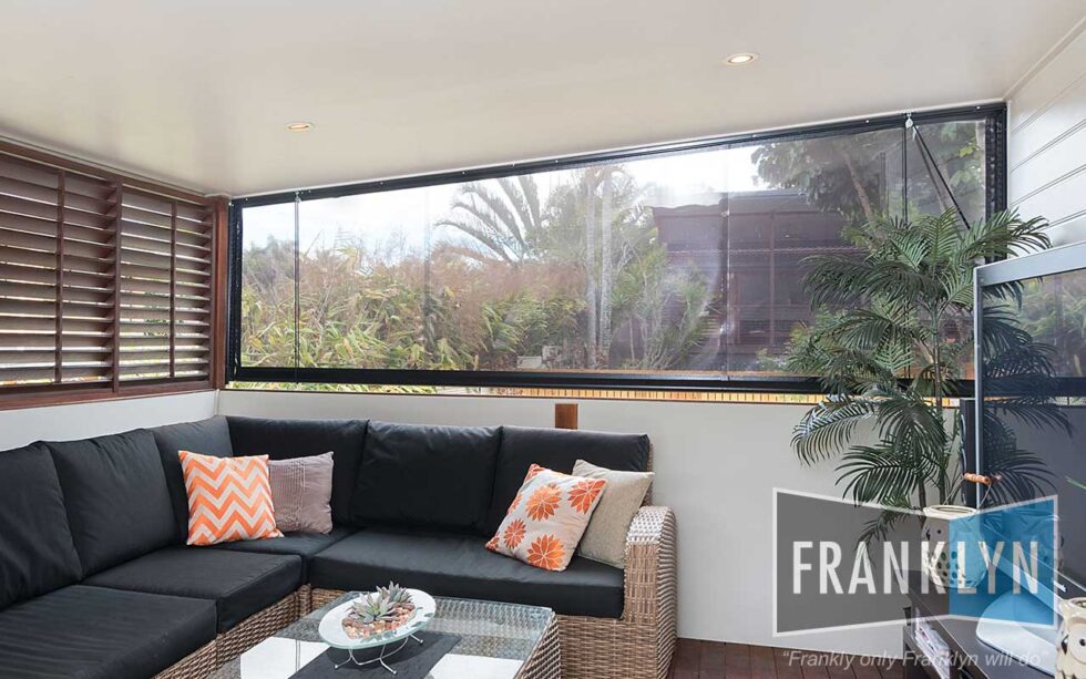 Cafe Blind Cost effective outdoor blind to keep rain out.