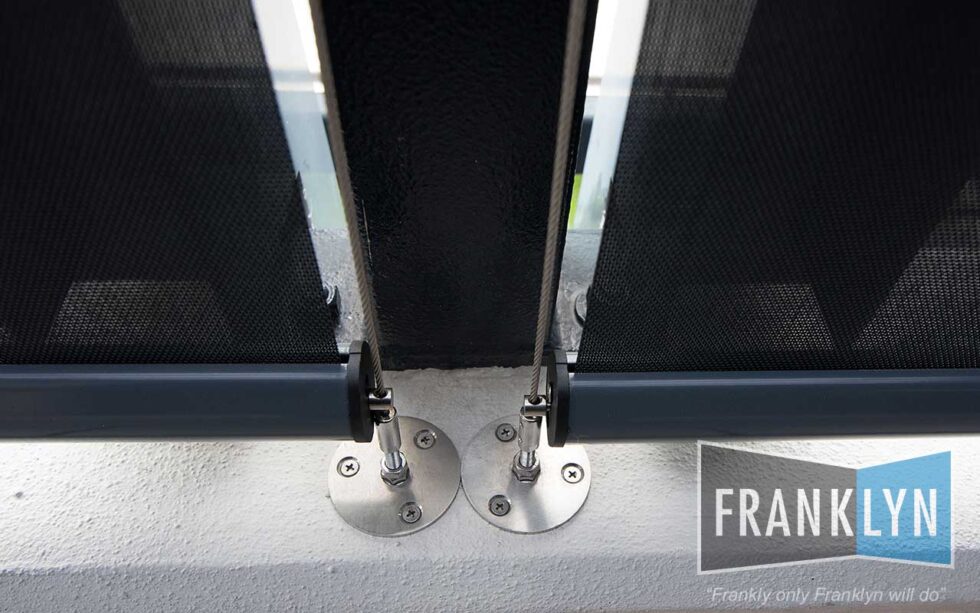 Wire Guide Blind Unique Outdoor Blinds with wire guides.